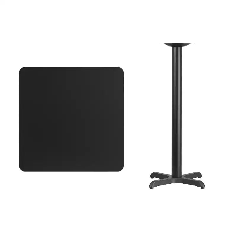 Flash Furniture Dessus de table carré stratifié de 30 po avec base de table hauteur bar de 22 po x 22 po