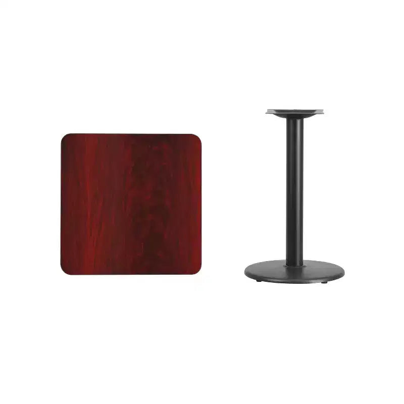 Flash Furniture Dessus de table carré stratifié 61 cm avec pied de table rond de 46 cm de haut