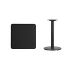 Flash Furniture Dessus de table carré stratifié 61 cm avec pied de table rond de 46 cm de haut