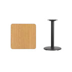Flash Furniture Dessus de table carré stratifié 61 cm avec pied de table rond de 46 cm de haut