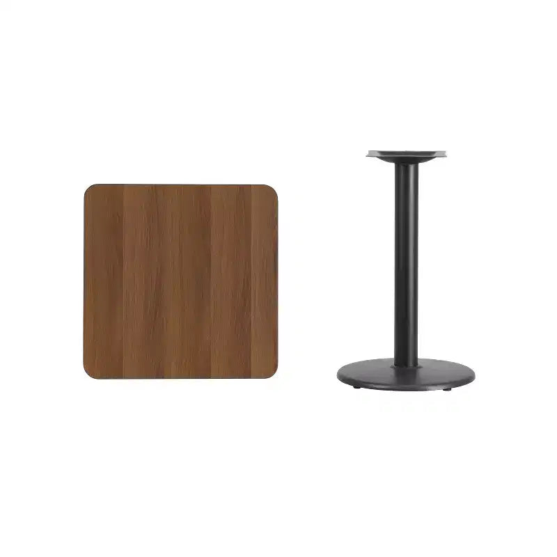 Flash Furniture Dessus de table carré stratifié 61 cm avec pied de table rond de 46 cm de haut
