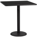Plateau de table carré stratifié Flash Furniture 42'' avec base de table ronde hauteur bar 24''