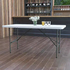 Table pliante bi-pliante en plastique blanc granit de 5 pieds Flash Furniture