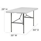 Table pliante bi-pliante en plastique blanc granit de 5 pieds Flash Furniture