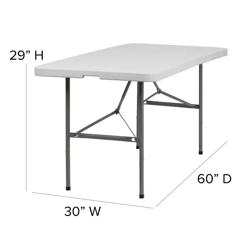 Table pliante bi-pliante en plastique blanc granit de 5 pieds Flash Furniture