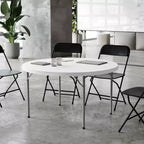 Table pliante ronde en plastique blanc granit de 4 pieds Flash Furniture