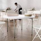 Table pliante ronde en plastique blanc granit de 4 pieds Flash Furniture