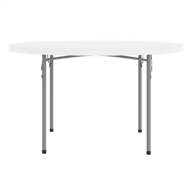 Table pliante ronde en plastique blanc granit de 4 pieds Flash Furniture