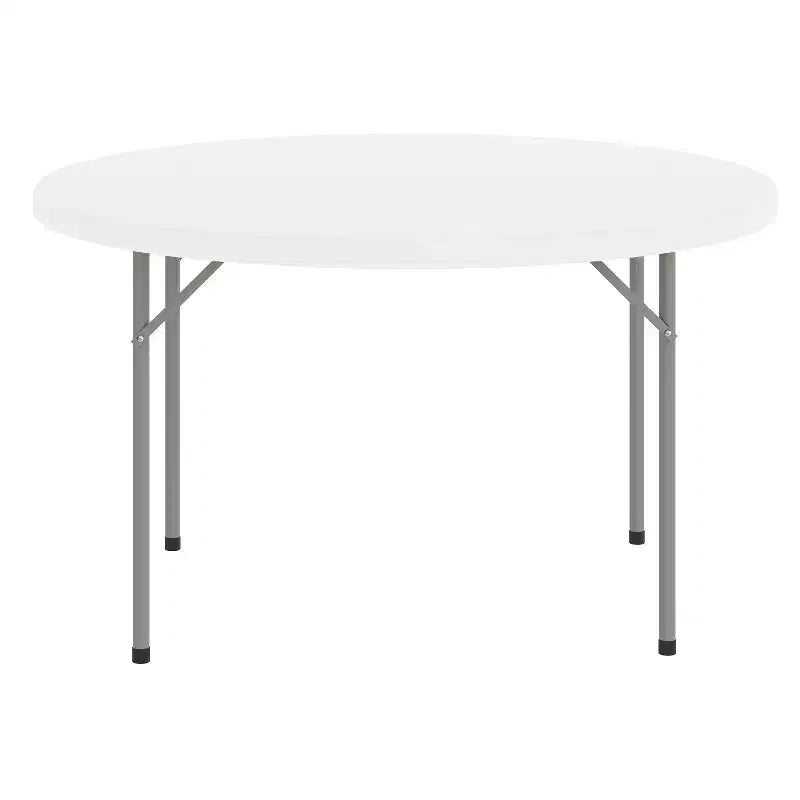 Table pliante ronde en plastique blanc granit de 4 pieds Flash Furniture