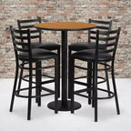 Ensemble de table ronde stratifiée Flash Furniture de 76 cm avec base ronde et 4 tabourets de bar en métal à dossier échelle