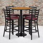 Ensemble de table ronde stratifiée Flash Furniture de 76 cm avec base ronde et 4 tabourets de bar en métal à dossier échelle