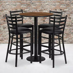 Ensemble de table ronde stratifiée Flash Furniture de 76 cm avec base ronde et 4 tabourets de bar en métal à dossier échelle