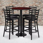 Ensemble de table ronde stratifiée Flash Furniture de 76 cm avec base ronde et 4 tabourets de bar en métal à dossier échelle