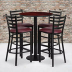 Ensemble de table ronde stratifiée Flash Furniture de 76 cm avec base ronde et 4 tabourets de bar en métal à dossier échelle