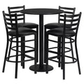 Ensemble de table ronde stratifiée Flash Furniture de 76 cm avec base ronde et 4 tabourets de bar en métal à dossier échelle