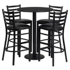 Ensemble de table ronde stratifiée Flash Furniture de 76 cm avec base ronde et 4 tabourets de bar en métal à dossier échelle