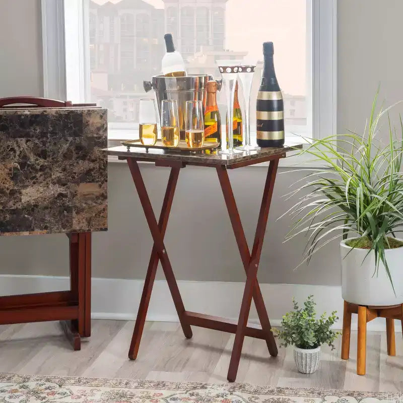 Lot de tables d'appoint Linon en faux marbre