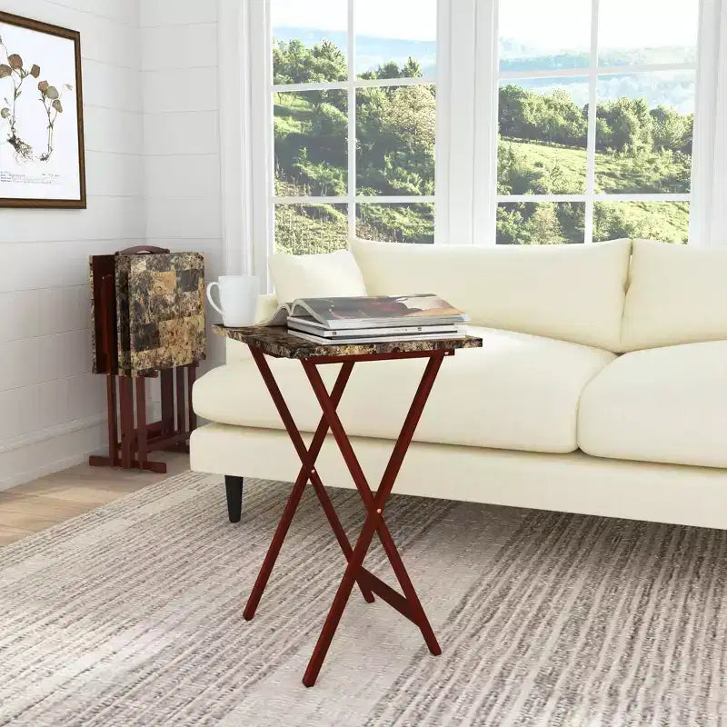 Lot de tables d'appoint Linon en faux marbre