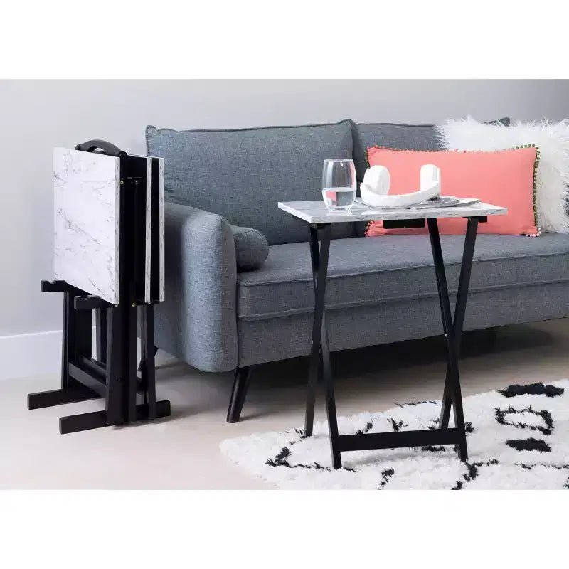 Lot de tables d'appoint Linon en faux marbre
