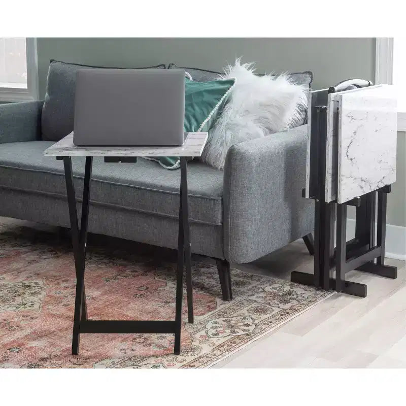 Lot de tables d'appoint Linon en faux marbre
