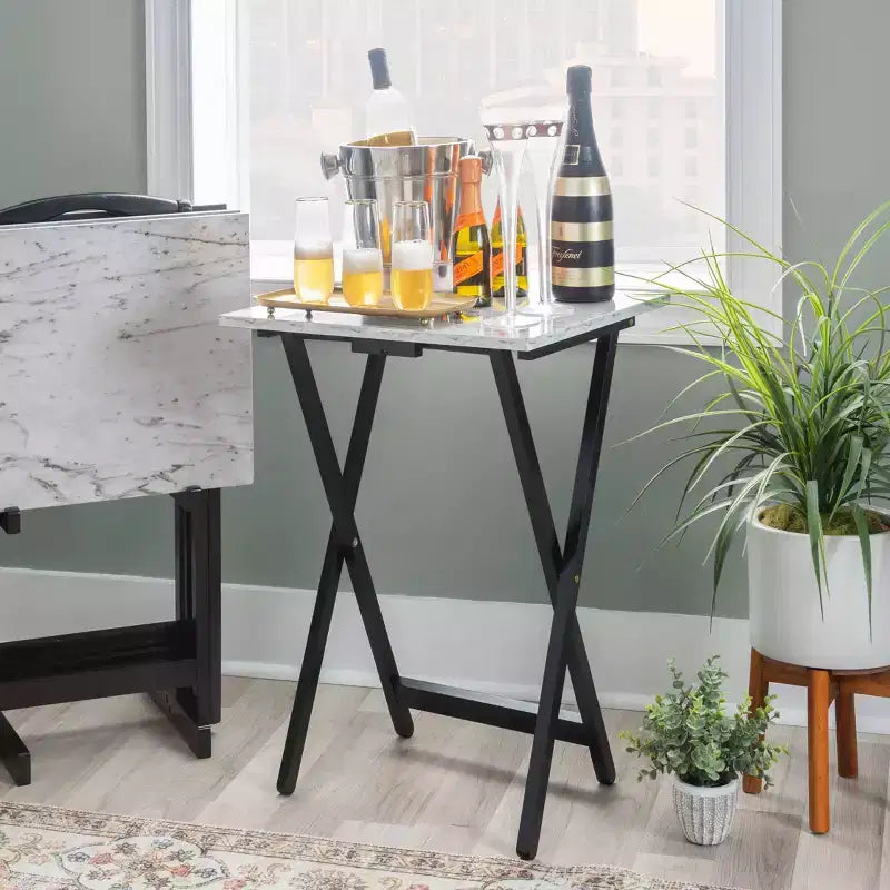 Lot de tables d'appoint Linon en faux marbre