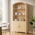 71 Armoire de cuisine haute à portes cintrées - Bois naturel