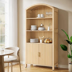 71 Armoire de cuisine haute à portes cintrées - Bois naturel
