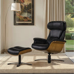 Fauteuil inclinable en cuir véritable Jovan 31.5 avec pouf