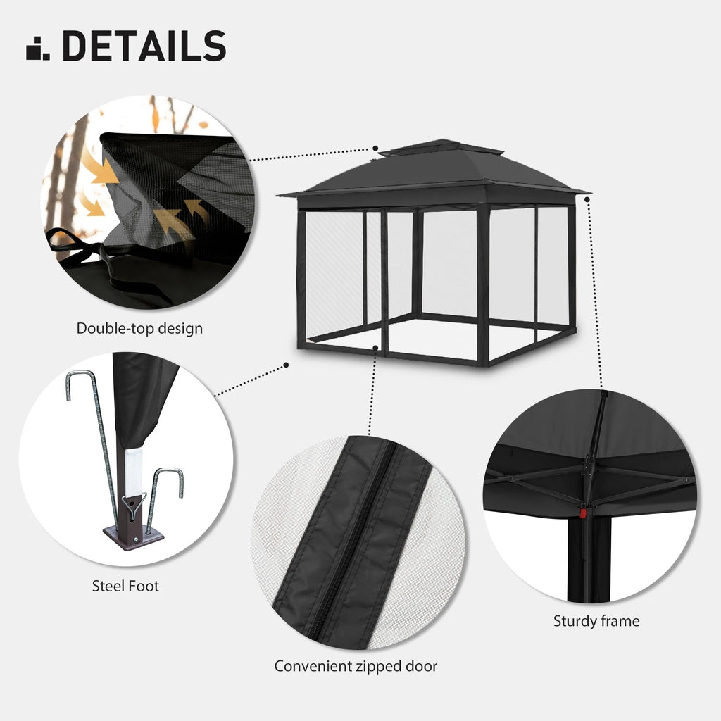 Tonnelle escamotable en acier Cozywor de 3,35 m x 3,35 m avec moustiquaire