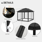 Tonnelle escamotable en acier Cozywor de 3,35 m x 3,35 m avec moustiquaire