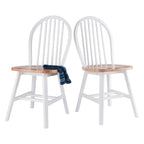 Ensemble de 2 chaises Windsor, naturel et blanc