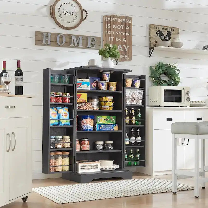47 armoire de cuisine de ferme, buffet de rangement avec portes de grange - N/A