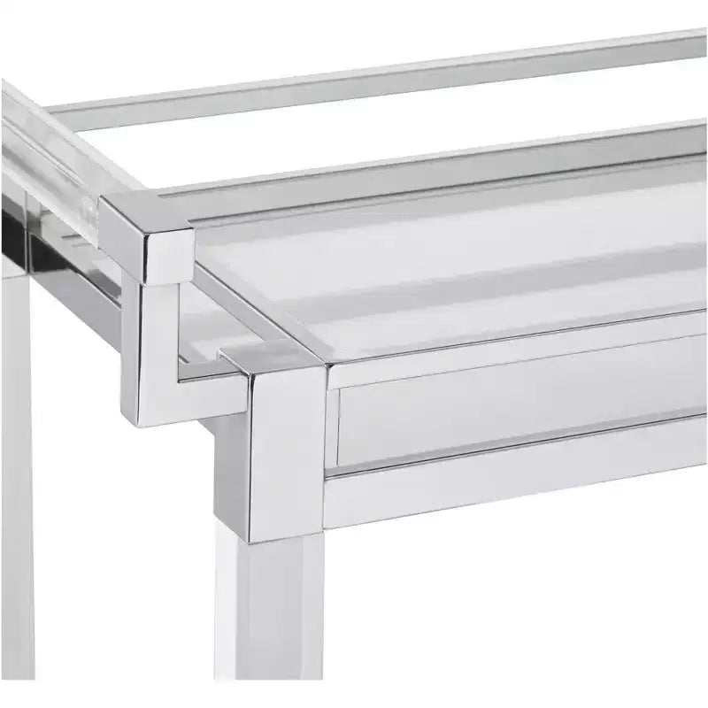 Desservante de bar roulante Studio 55D Rossi 32 3/4" de large en acrylique transparent et chrome