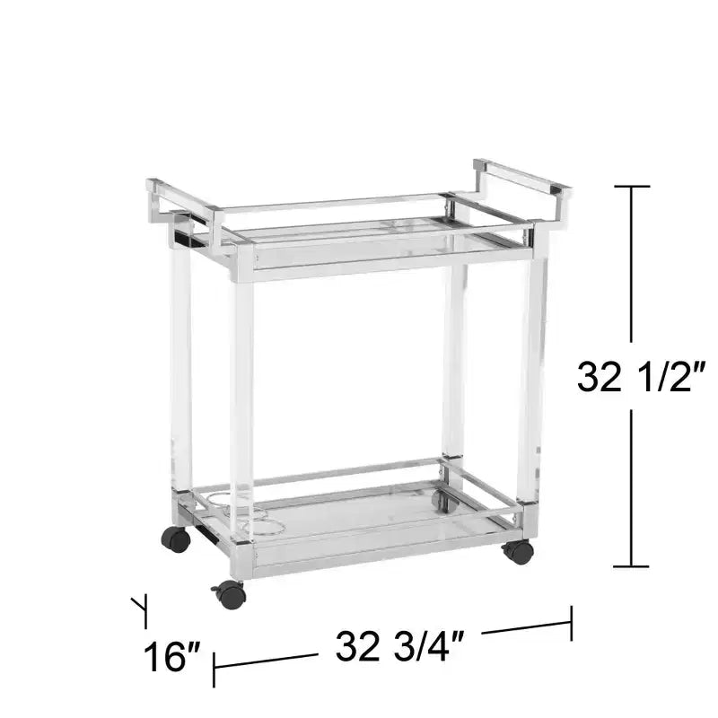 Desservante de bar roulante Studio 55D Rossi 32 3/4" de large en acrylique transparent et chrome