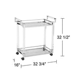 Desservante de bar roulante Studio 55D Rossi 32 3/4" de large en acrylique transparent et chrome