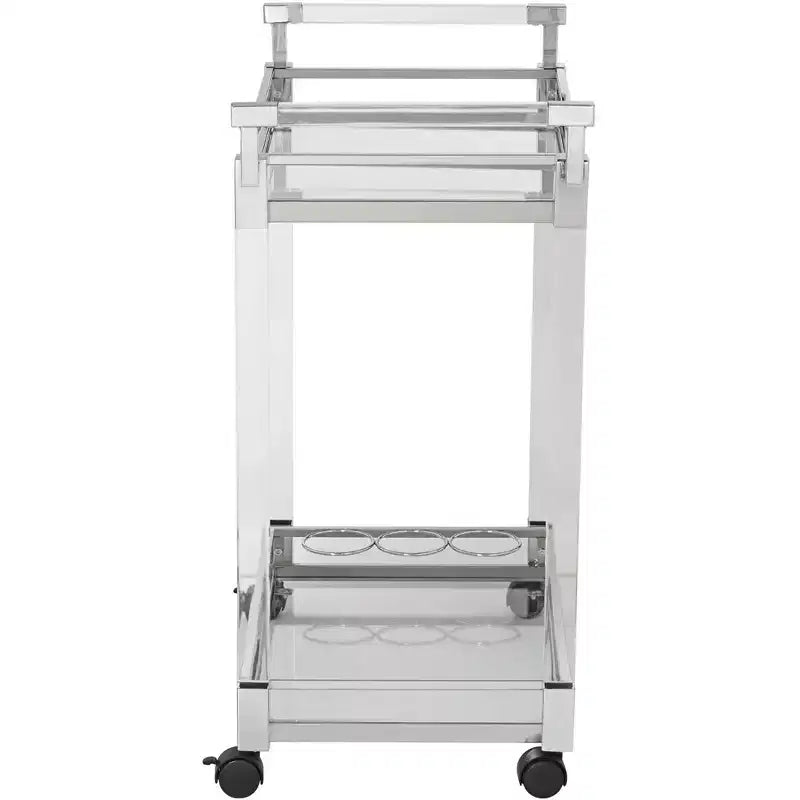 Desservante de bar roulante Studio 55D Rossi 32 3/4" de large en acrylique transparent et chrome