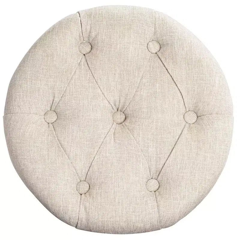 55 Downing Street Shelby Tabouret de bar pivotant en bois blanc 29 po de haut, rustique, style ferme, rembourré en tissu avoine avec repose-pieds pour comptoir de cuisine.