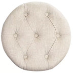 55 Downing Street Shelby Tabouret de bar pivotant en bois blanc 29 po de haut, rustique, style ferme, rembourré en tissu avoine avec repose-pieds pour comptoir de cuisine.