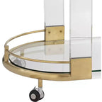 55 Downing Street Chariot de bar ovale Adaline de 75 cm de large en acrylique transparent et or