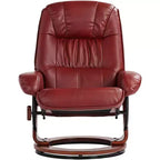 Fauteuil inclinable BenchMaster Kyle en similicuir rouge rubis, fauteuil moderne avec pouf repose-pieds, inclinaison manuelle ergonomique et pivotant pour chambre à coucher, salon, maison