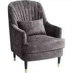 55 Downing Street Austen 28 Wide Tufted Charcoal Gray Velvet Armchair