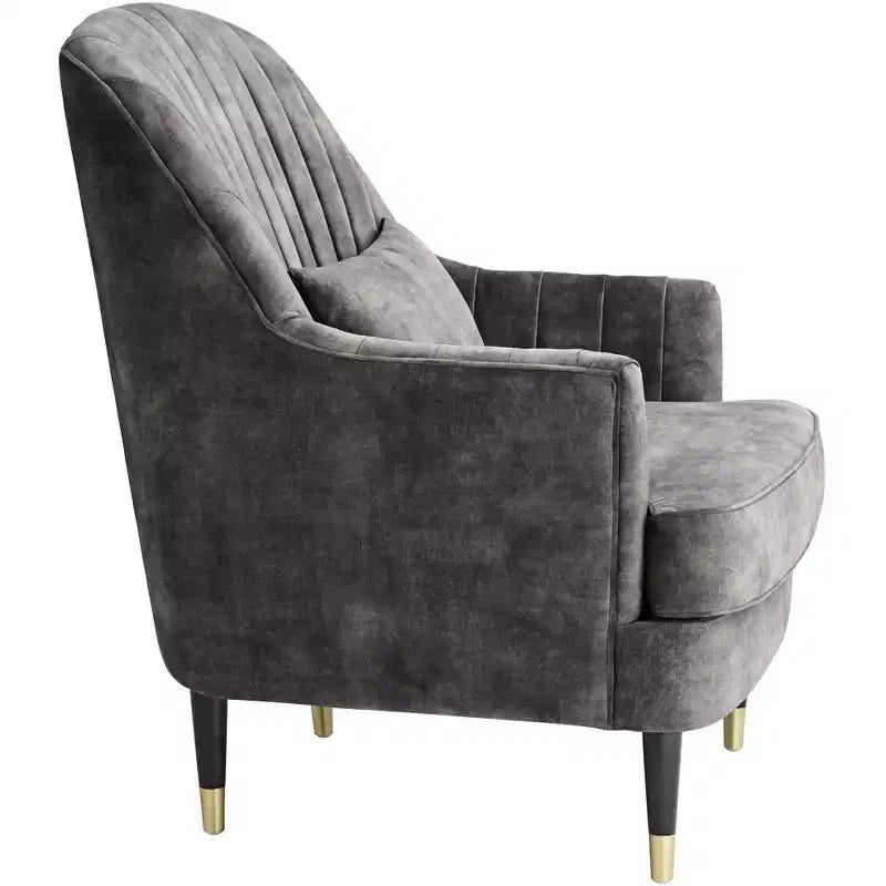 Fauteuil rembourré en velours gris anthracite 55 Downing Street Austen 28 Wide