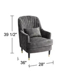 Fauteuil rembourré en velours gris anthracite 55 Downing Street Austen 28 Wide