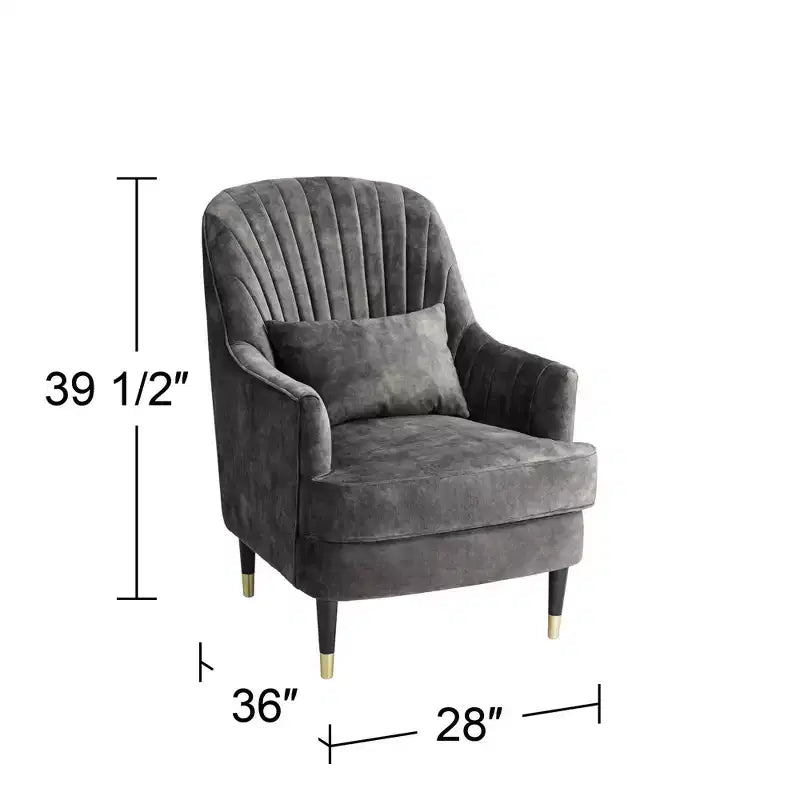 Fauteuil rembourré en velours gris anthracite 55 Downing Street Austen 28 Wide