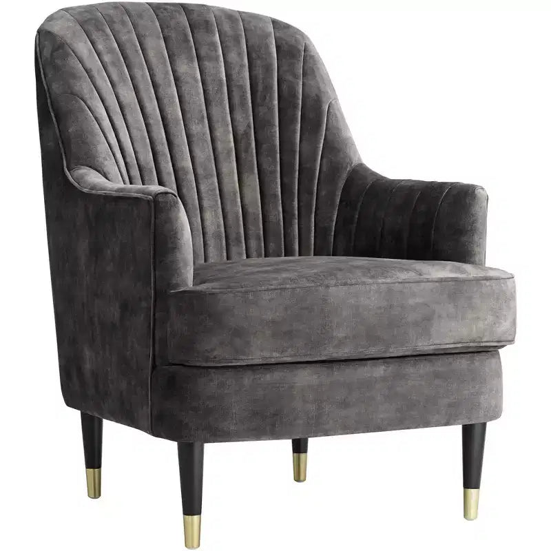 Fauteuil rembourré en velours gris anthracite 55 Downing Street Austen 28 Wide