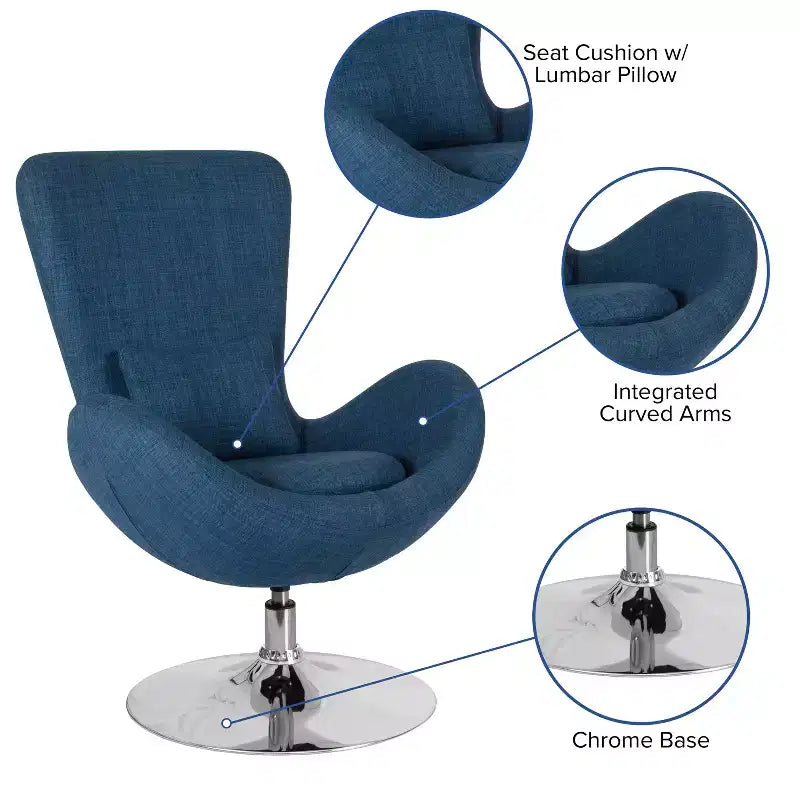 Chaise d'appoint de réception série Egg de Flash Furniture avec assise incurvée