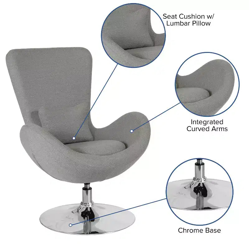 Chaise d'appoint de réception série Egg de Flash Furniture avec assise incurvée