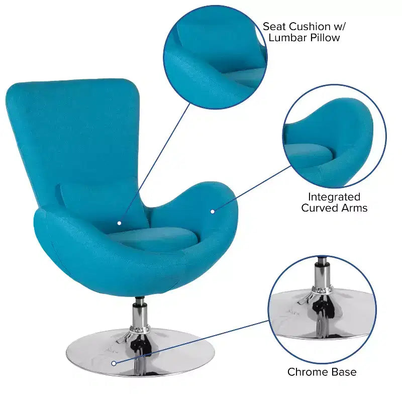 Chaise d'appoint de réception série Egg de Flash Furniture avec assise incurvée