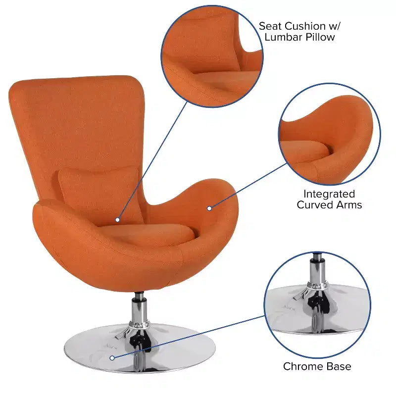 Chaise d'appoint de réception série Egg de Flash Furniture avec assise incurvée