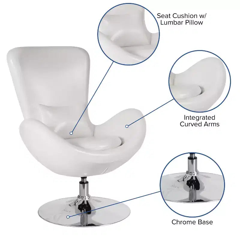 Chaise d'appoint de réception série Egg de Flash Furniture avec assise incurvée